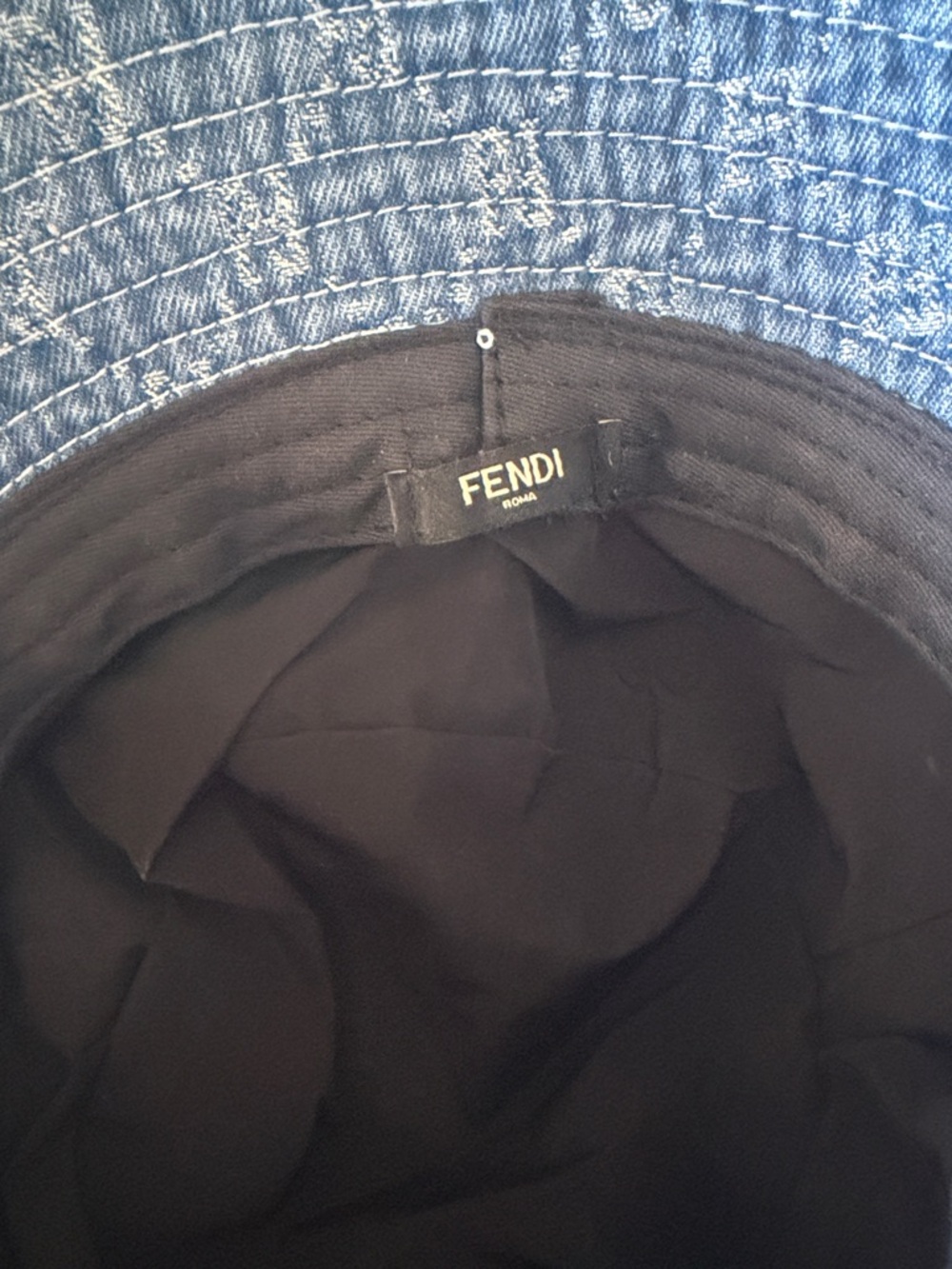Blue Denim Monogram Bucket Hat with Embroidered Logo small - Picture 5 of 8